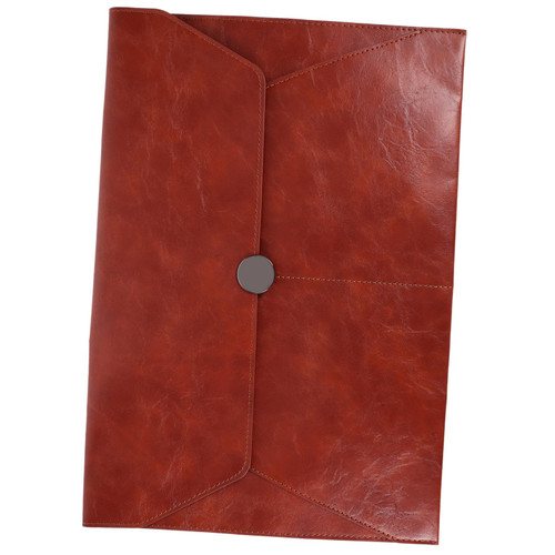 NUOBESTY Folders Leather Document File Folder Leather A4 Folder Leather A4 Document Folder Leather File Folder A4 Leather File Bag Portable Documents Bag File Pouch Office Organizer Button