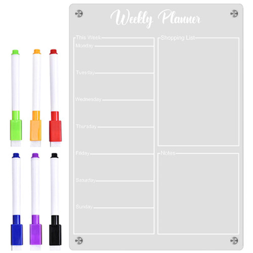 Tofficu 1 Set Acrylic Weekly Planner Magnetic Whiteboard to Do List Message Board Whiteboard for Fridge Planners & Organizers Fridge Calendar Acrylic Board Calendars Erasable Acrylic Sheet