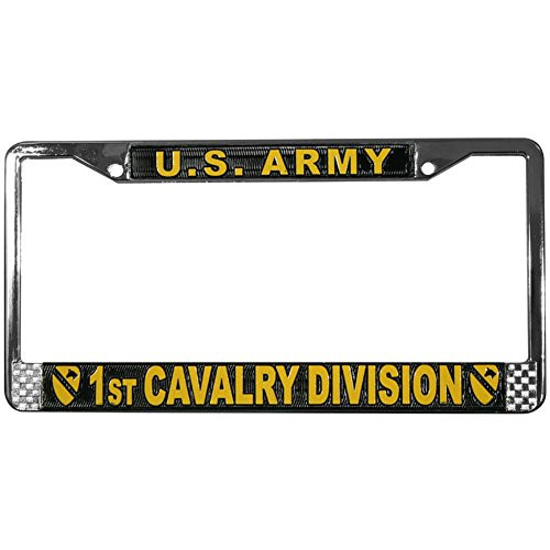 U.S. Army 1st Cavalry Division License Plate Frame (Chrome Metal)