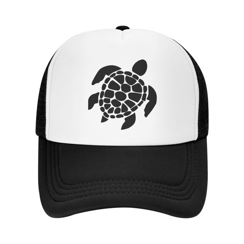 Yipaidel Women's Sea Turtle Mesh Trucker Hat, Adjustable Snapback Baseball Cap for Dad and Mom Black