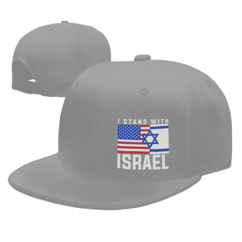 wikjxiz I Stand with Israel Hats for Men Gray Hat Flat Bill Mens Trucker Hats Cool Baseball Cap
