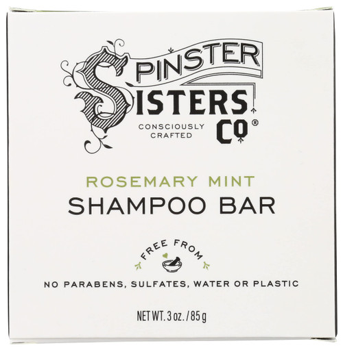 Spinster Sisters Co. All-Natural Handcrafted Shampoo Bar, Rosemary Mint, 3 Oz