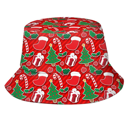 Christmas Santa Hat Christmas Tree Bucket Hats Packable Travel Beach Sun Hat Wide Brim Fisherman Caps for Women Men