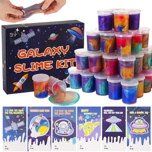 Double Couple Slime Valentines for Kids,Slime Kit with Kids Valentines Day Cards,Valentines Party Favors,Valentines Slime Stress Relief Toys (Galaxy) Double Couple Slime Valentines for Kids,Slime Kit with Kids Valentines Day Cards,Valentines Party Favors,Valentines Slime Stress Relief Toys (Galaxy)