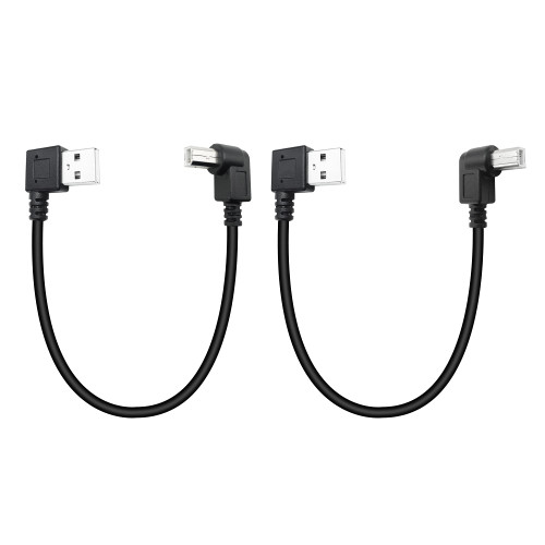 Kallaudo 90 Degree Short USB Printer Cable 25CM Right Angle USB 2.0 Type A Male to Left and Right Angle B Male Scanner Cable Cord(0.8Ft)