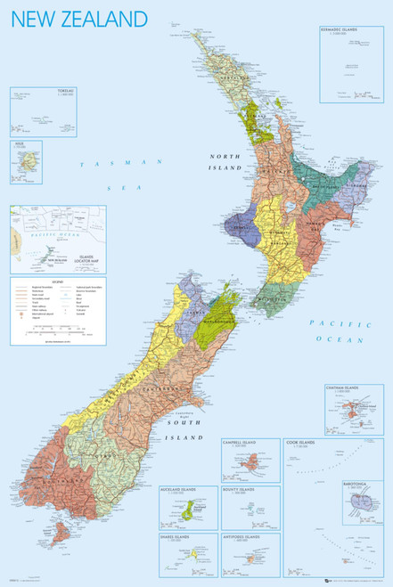 AllPosters Wall Poster NEW ZEALAND MAP, 24x36