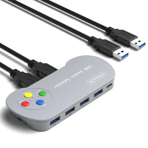 USB Switch,USB 3.0 Switcher Selector with Slideway 2 Computer Sharing 4 USB Devices KVM Switches Hub for PC Keyboard Mouse Printer Scanner U-Disk USB KVM Switch Compatible with Mac/Windows/Linux