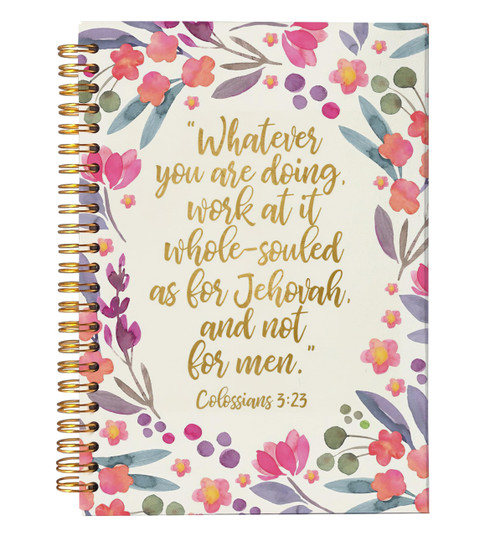 NEGIGA Christian Art Gifts Floral Notebook Journal, Bible Journaling Notebook, Gratitude Prayer Journal Notebook, Inspirational Christian Gifts for Women, Colossians 3:23, Spiral Bound 5.5x8.3