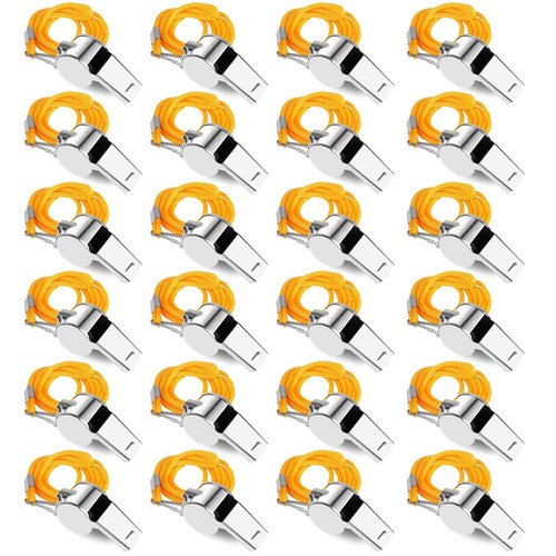 SHENGQIDZ 24 Pack Whistles, Stainless Steel Sports Loud Crisp Sound Whistles with Lanyard,Whistles Great for Referees, Coaches SHENGQIDZ 24 Pack Whistles, Stainless Steel Sports Loud Crisp Sound Whistles with Lanyard,Whistles Great for Referees, Coaches