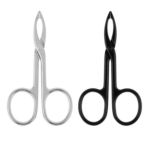 2Pcs Tweezers Scissor for Eyebrow, Flat Tip Tweezers Hair Plucker Handle Straight Tip Scissor Shaped Eyebrows Tweezers for Hair Plucker Remover Facial Hair Eyebrows Care