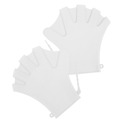 BRIGHTFUFU 1 Pair Swimming Gloves Swimming Paddles for Hands Aquatic Gloves Adjustable Swim Paddles Mens Waterproof Gloves Diving Training Gloves Aldult White Miss Silica Gel Accessories