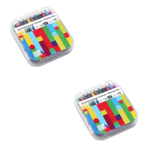 TEHAUX 2 Boxes Mini Colored Crayons Colorful Decor Color Crayons miniture Decoration Mini Houses Miniatures Mini Decor Mini Crayons Mini House Layout Props Doll House Accessories Plastic