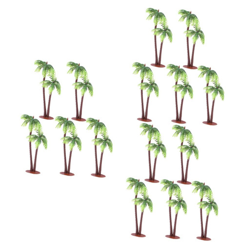 PRETYZOOM 15 Pcs Centerpiece Table Decorations Mini Model Landscape Artificial Plants Diorama Accessories Tropical Cupcake Toppers Tree Cake Topper Beach Palm Tree Small Coconut Plant Tree