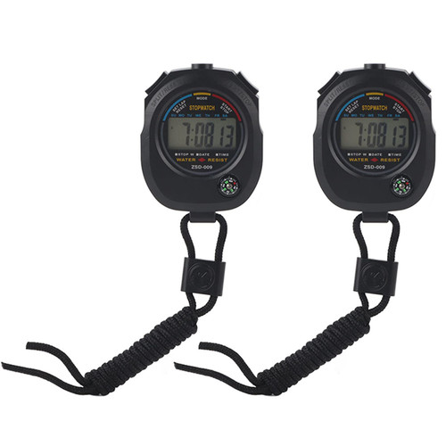 Keenso 2PCS Handheld Stopwatch Multifunctional Stopwatch Timer Stopwatch Timer,Portable Multifunctional Digital LCD Stopwatch Timer Sports Stopwatch for Sports Running Racing Swimming
