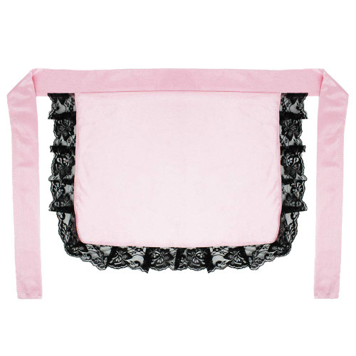 Pink Costume Apron with Black Lace Ruffles - Adult Teen Maid, Nurse, Waitress