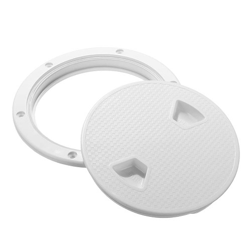 Zcargel Round Boat Hatch Deck Plate, 4inch Boat Deck Cover White Inspection Hatch with Detachable Cover Yacht Inspection Hole for Rv Marine Boat Kayaks Yacht