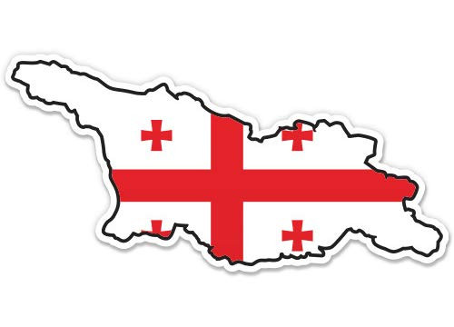 Georgia Map Flag Country Shape - 3" Vinyl Sticker - for Car Laptop I-Pad Phone Helmet Hard Hat - Waterproof Decal