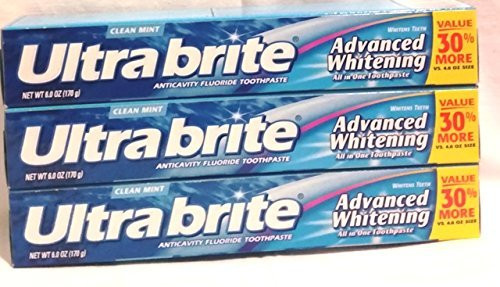 Colgate Ultra Brite Advanced Whitening Anticavity Fluoride Toothpaste, Clean Mint Flavor, 6 oz. (Pack of 3)