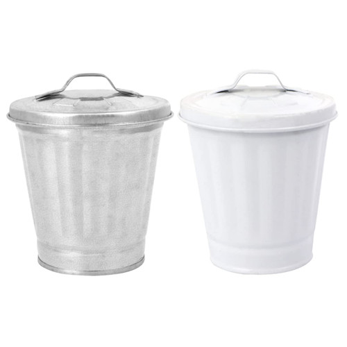 Zerodeko 2pcs Table Trash Can Metal Container with Lid Trash Can with Lid Car Garbage Can Small Garbage Can with Lid Mini Vase Bins with Garbage Container Waste Container Waste Paper Basket