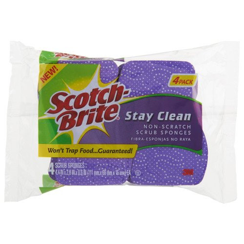 Scotch Brite 20204-8 Stay Clean Non-Scratch Scrub Sponge 4 Pack