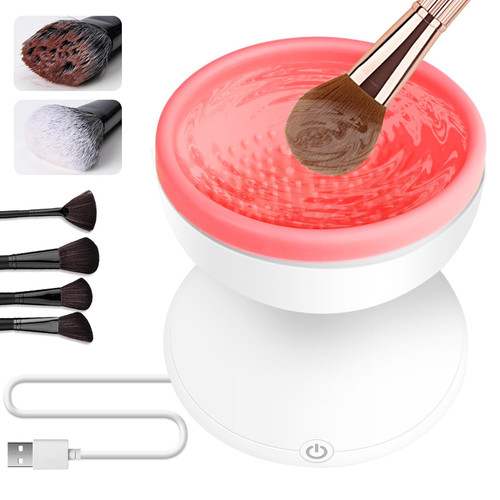 Pshing Electric makeup brush cleaner machine, Automatic Makeup Brush Cleaner, Cosmetic Spinning brush cleaner, Fit For All Size Makeup Brush, Gift for Women Wife Friend (1pc)