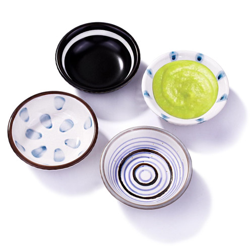 Whitenesser Small Soy Sauce Dish, Ceramic Flavor Dish, Japanese Style Sushi Dish, 4 Pieces Sauce Dish