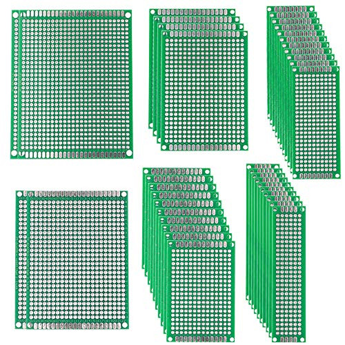 FULARR 38Pcs Premium Double-Sided Prototype PCB Board Kit, 6 Size Universal Prototype PCB Circuit Board, Solderable Circuit Protoboard for Arduino DIY Soldering