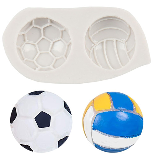QDMOLDS Football Fondant Molds Volleyball Silicone Mold For Chocolate Cake Decoration Cupcake Topper Candy Sugar Craft Polymer Clay Gum Paste