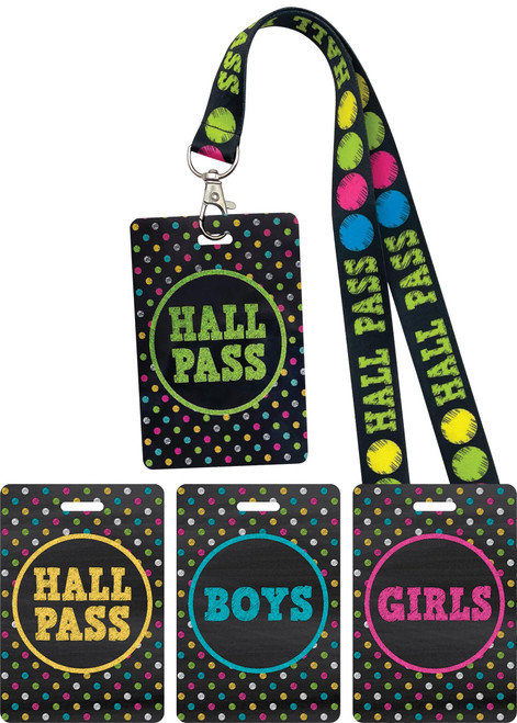 Teacher Created Resources Chalkboard Brights Hall Pass Lanyards (TCR20320)