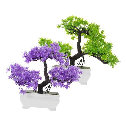 LIFKOME 2pcs Simulation Welcome Pine Book Shelves for Office Decor Artificial Plants Artificial Bonsai Pine Tree Faux Plants Simulation Bonsai Fake Plant Ornaments Resin Plant Pine Mini