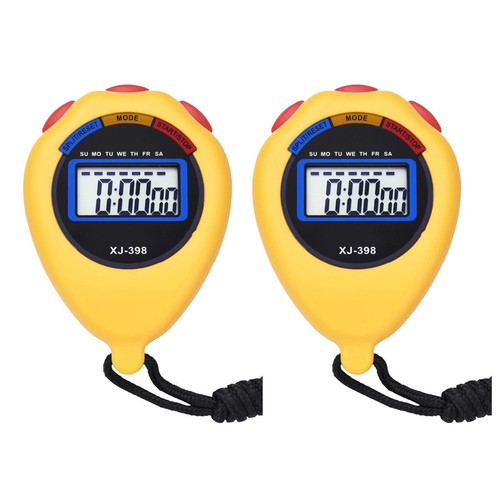 Tainrunse Accurate Exercise Time Recorder Stopwatch for Sports 2pcs Timer with Large Digital Display Date No Alarm Silent Sport Running Yellow