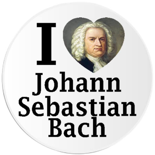 I Love Johann Sebastian Bach - Circle Sticker Decal 3 Inch - Music Composer