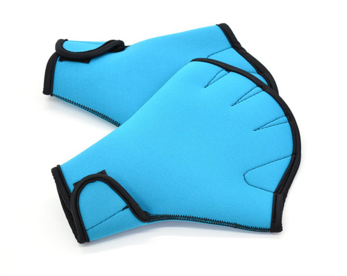 Orchidtent Training Swim Gloves Water Resistance Fins Hand Glove Fingerless Webbed Flippers Paddle Swim Force Gloves (Blue, L)