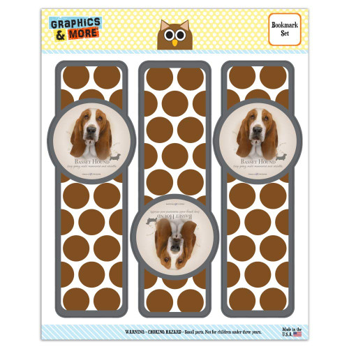 Basset Hound Dog Breed Set of 3 Glossy Laminated Bookmarks