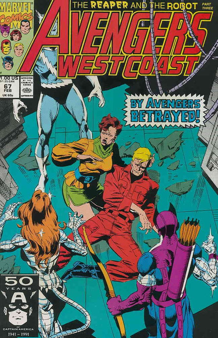 Avengers West Coast #67 FN ; Marvel comic book | Reaper and the Robot 3