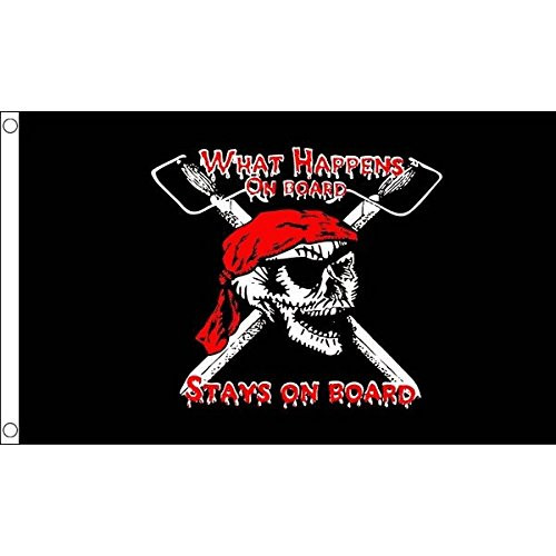 AZ FLAG Pirate What Happens on Board Flag 3' x 5' - Pirates Flags 90 x 150 cm - Banner 3x5 ft