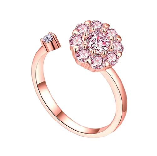 Winnerlion 925 Sterling Silver Anxiety Ring for Women Men Fidget Peace Rings for Anxiety Stress Reliever Spinner Ring Retro Adjustable Band Rings Anxiety Relief Spinning Ring (Rose Gold, onesize)