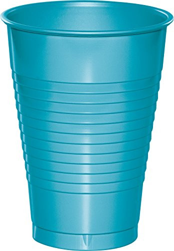 Creative Converting 28103971 20 Count Touch of Color Plastic Cups, 12 oz, Bermuda Blue