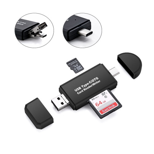 Memory Card Reader,SD/Micro SD Card Reader and Micro USB OTG to USB 2.0 Adapter with standard USB Male Micro USB Male Connector for PCs and Notebooks Smartphones/Tablets with OTG Function