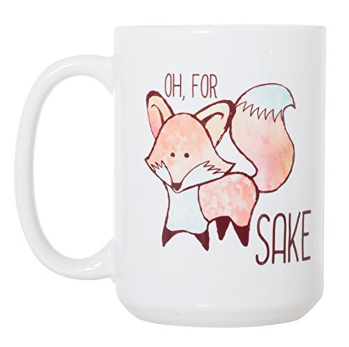 Oh, For Fox Sake - Funny Fox Pun Mug Gift - Large 15 oz Double-Sided Coffee Tea Mug