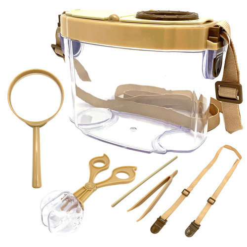 JTCJozz Bug Catcher Kit, Bug Collection Kit, Insect Catcher, Outdoor Nature Explorer Kit with Tweezers, Magnifying Glass, Science Educational Kit, Bug Observation Container for Boys and Girls (Gold)