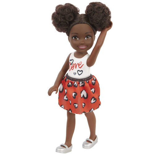 Barbie Chelsea Doll (6-inch Brunette) Wearing Skirt with Heart Print and Metallic Shoes, For 3 to 7 Year Olds Barbie Chelsea Doll (6-inch Brunette) Wearing Skirt with Heart Print and Metallic Shoes, For 3 to 7 Year Olds