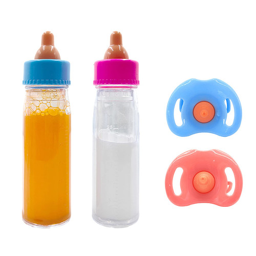 OZYZPO Doll Bottle Set, Baby Doll Disappearing Magic Bottles - Milk 5.3 in Bottles and 5.3 in Juice Bottles with Doll Pacifier Baby Doll Accessories for Kids Gift