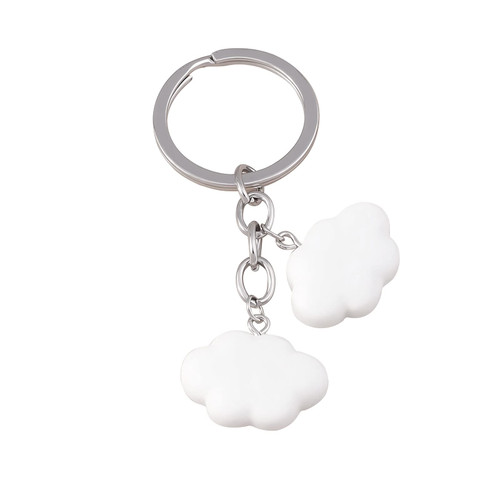 Cartoon Cute Keychains Resin Clouds/Sunflower/yellow duck/Charms Keyrings Candy Bears Keyrings Gifts for Women Car Key Handbag Pendants Key Chains DIY Accessories (white clouds)