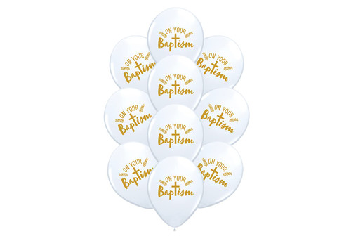 Set of 10 Baptism 11" Religious Latex Balloons