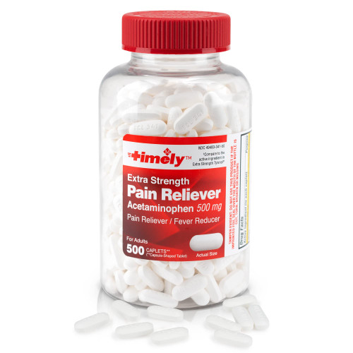 Timely Acetaminophen 500mg Extra Strength - 500 Caplets - Compared to the Active Ingredients in Extra Strength Tylenol - Pain Relief Pills - Toothache Medicine for Severe Pain - Fever Reducer Adults