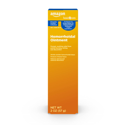 Amazon Basic Care Hemorrhoid Ointment, Hemorrhoid Treatment, Pain Relief, Relieves Burning, Itching and Discomfort, 2 Ounces Amazon Basic Care Hemorrhoid Ointment, Hemorrhoid Treatment, Pain Relief, Relieves Burning, Itching and Discomfort, 2 Ounces
