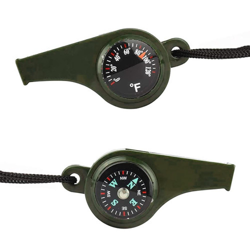 Emergency Survival Whistle 3 in 1 Outdoor Whistles with Compass Thermometer for Hiking Camping 2PCS Whistles
