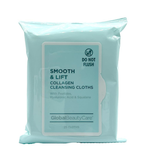 Collagen Cleansing Cloths, Face Wipes, With Peptides, Hyaluronic Acid, & Squalane