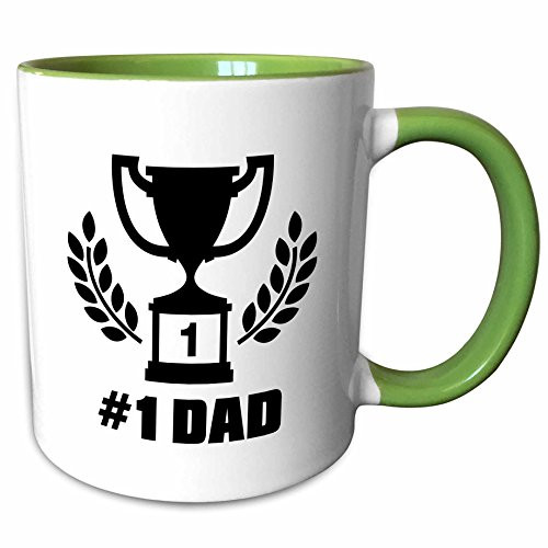 3dRose 238820_7 Black and White Number One Dad Design Ceramic Mug Green